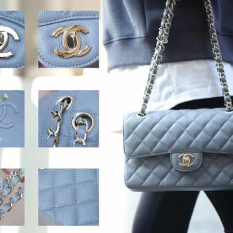 Chanel CF23 Classic flap bag A01113灰蓝