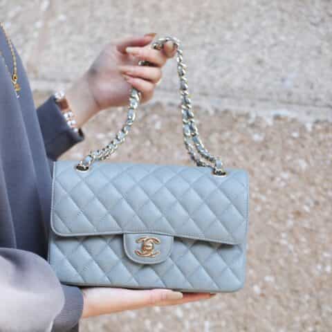 Chanel CF23 Classic flap bag A01113灰蓝