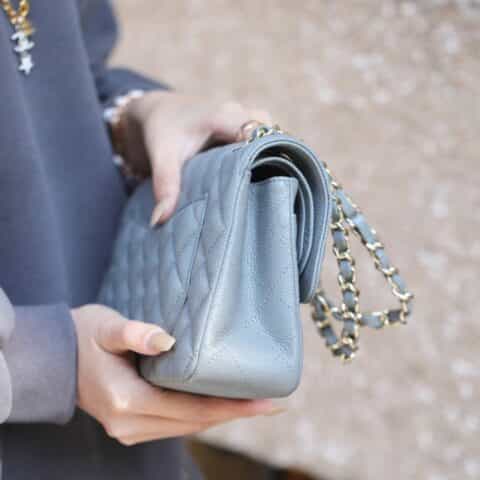 Chanel CF23 Classic flap bag A01113灰蓝