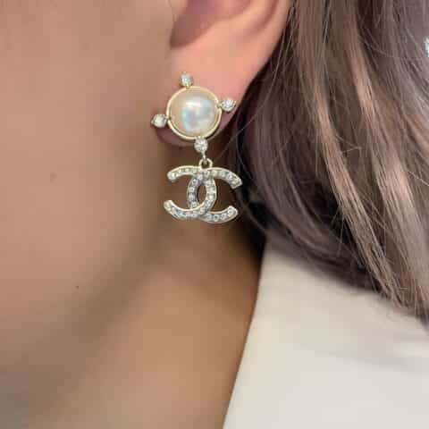 2021新款 CHANEL香奈儿双c珍珠耳钉耳环