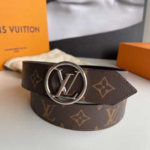 LV/路易威登   金色经典圆形LV搭扣 女士LV Circle 35毫米双面腰带