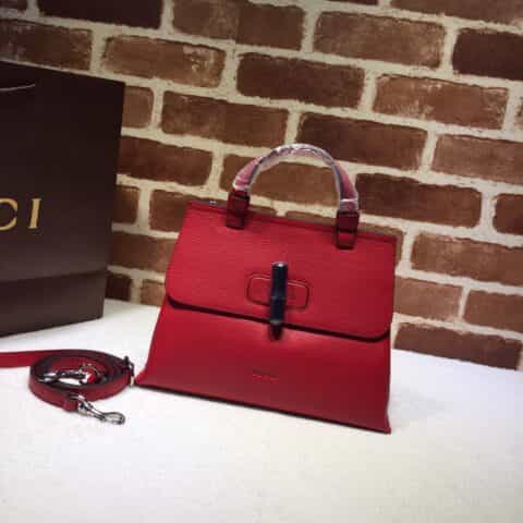 GUCCI古驰专柜最新款bamboo daily灰色原版皮手提单肩包370831