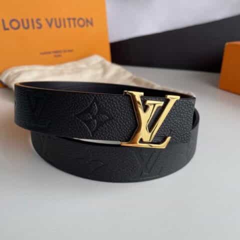 LV/路易威登  银色/金色搭扣30毫米荔纹小牛皮双面用腰带