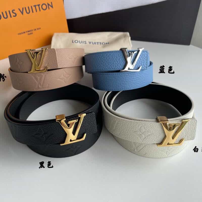LV/路易威登  银色/金色搭扣30毫米荔纹小牛皮双面用腰带