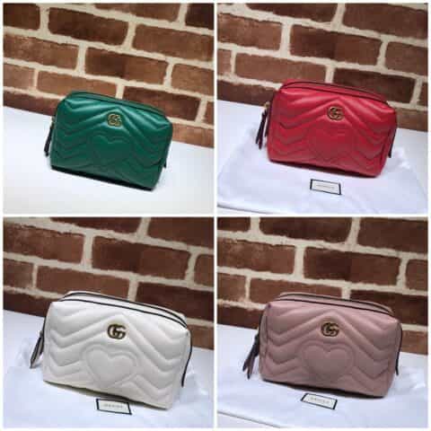 GUCCI古驰 GG Marmont系列爱心衍缝牛皮革女士化妆包476165