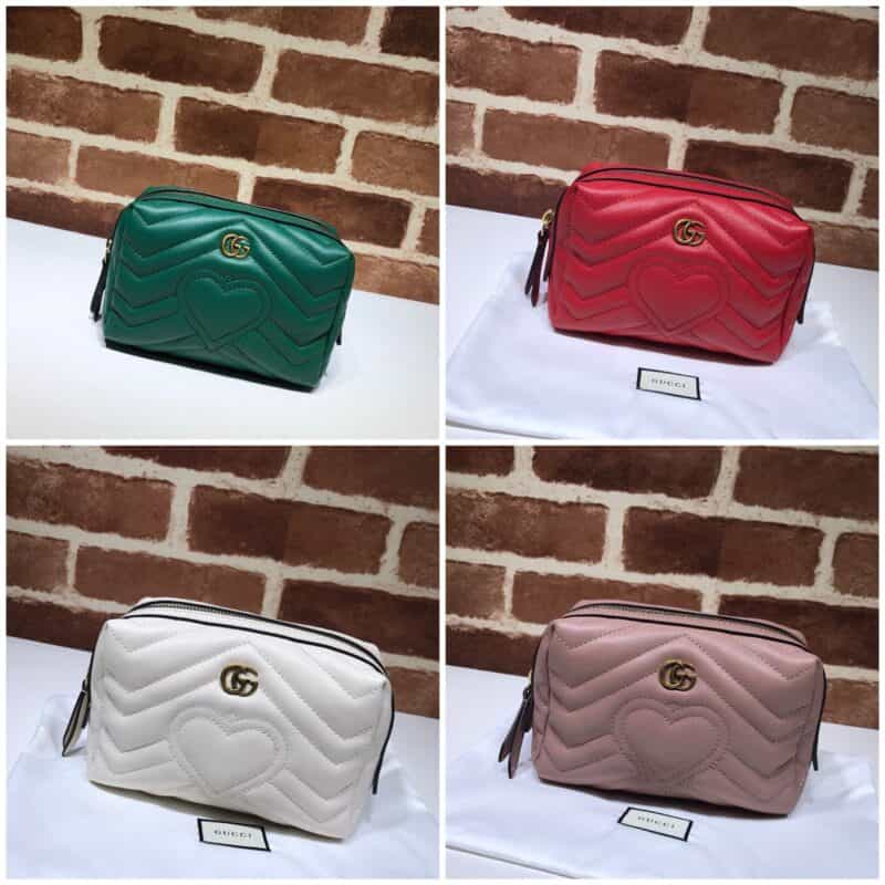 GUCCI古驰 GG Marmont系列爱心衍缝牛皮革女士化妆包476165