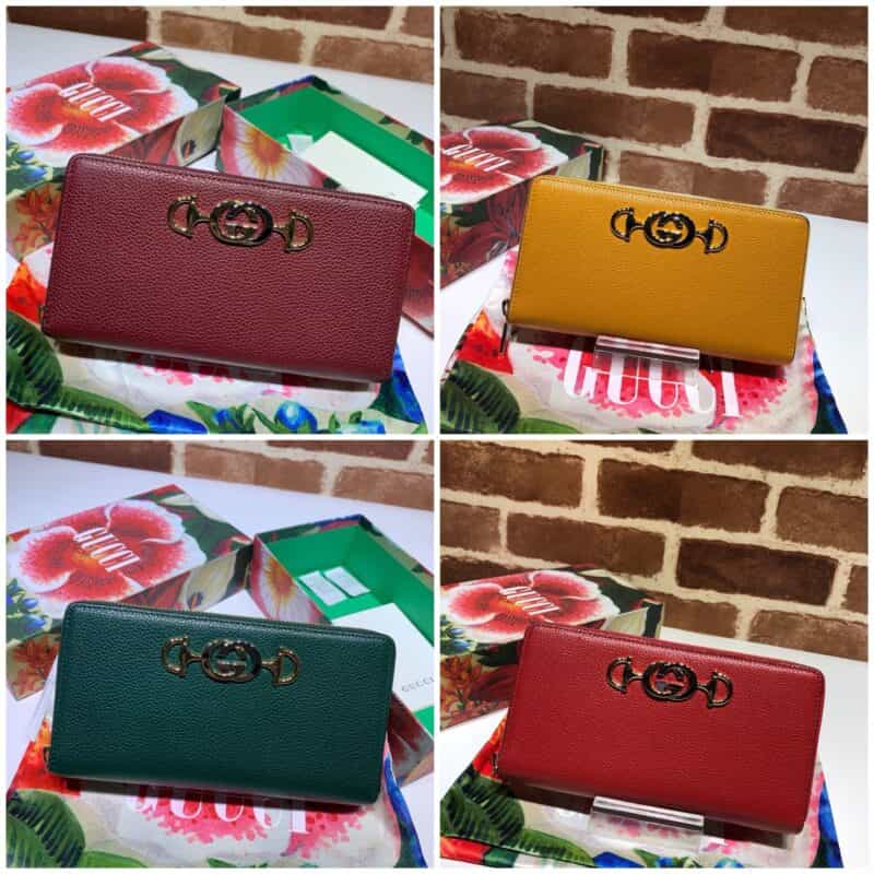 GUCCI古驰女士钱包互扣式马衔扣全皮拉链长款钱包570661