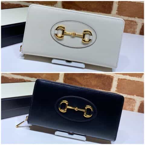 GUCCI古驰皮革1955马衔扣全拉链钱包621889