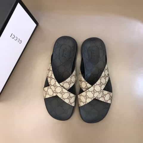 GUCCI古驰   原版PVC帆布材质G家新品男士拖鞋