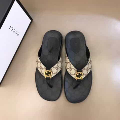 GUCCI古驰   原版PVC帆布材质G家新品男士拖鞋