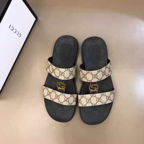 GUCCI古驰   原版PVC帆布材质G家新品男士拖鞋