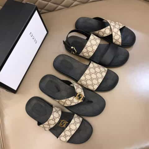 GUCCI古驰   原版PVC帆布材质G家新品男士拖鞋