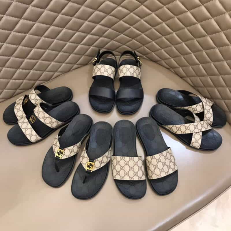GUCCI古驰   原版PVC帆布材质G家新品男士拖鞋