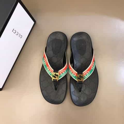 GUCCI古驰    高端精品，原版织带G家新品男士拖鞋