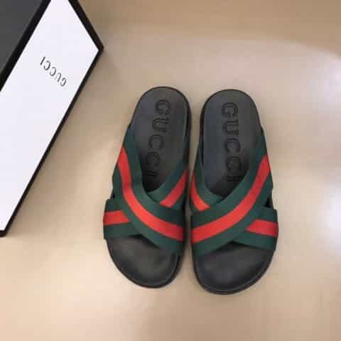 GUCCI古驰    高端精品，原版织带G家新品男士拖鞋