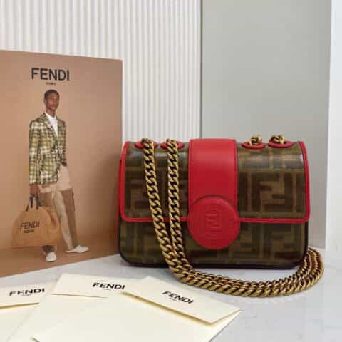 FENDI芬迪双面配色手提链条斜挎包0181AS
