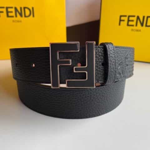 FENDI芬迪   FF徽标精湛工艺金属扣头层牛皮拼接蛇皮腰带