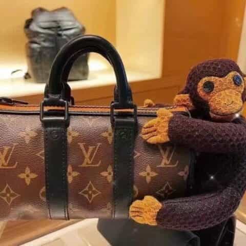 Louis Vuitton LV Keepall XS 猴子玩偶手提包 M80118