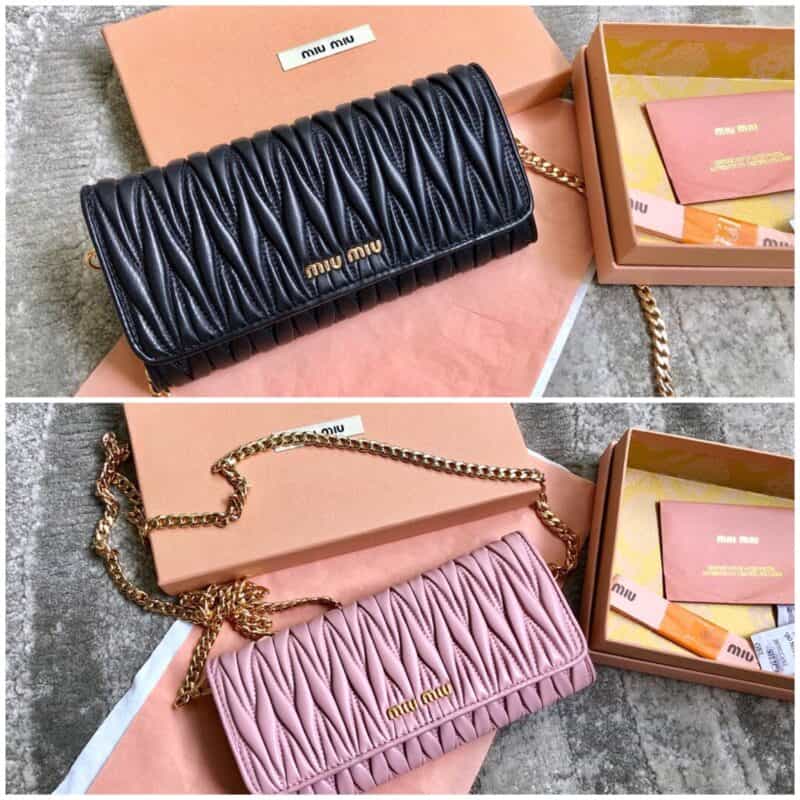 MIUMIU缪缪经典提花压纹顶级进口小羊皮拉链钱夹5DH002