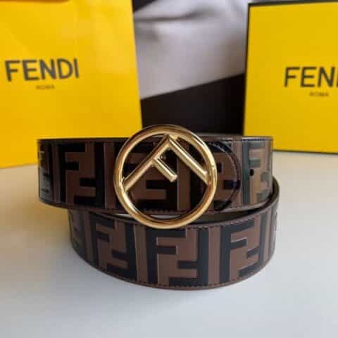 FENDI芬迪   饰有F is Fendi徽标形状搭扣印花图案腰带4.0厘米