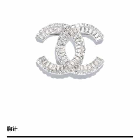 新款 CHANEL香奈儿双c方钻胸针