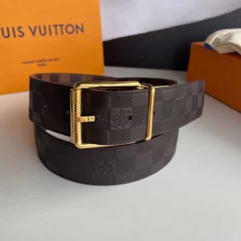 LV/路易威登   小牛皮内衬Damier雕刻带扣腰带