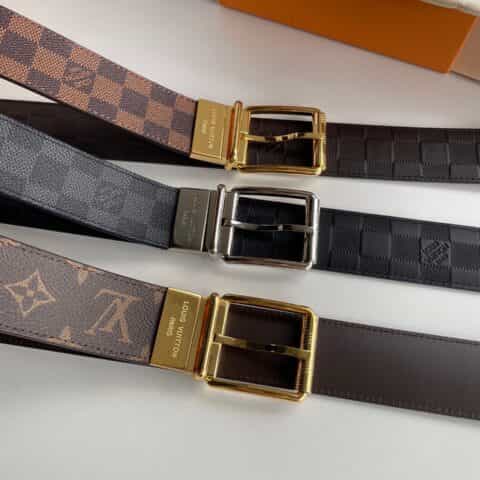 LV/路易威登   小牛皮内衬Damier雕刻带扣腰带