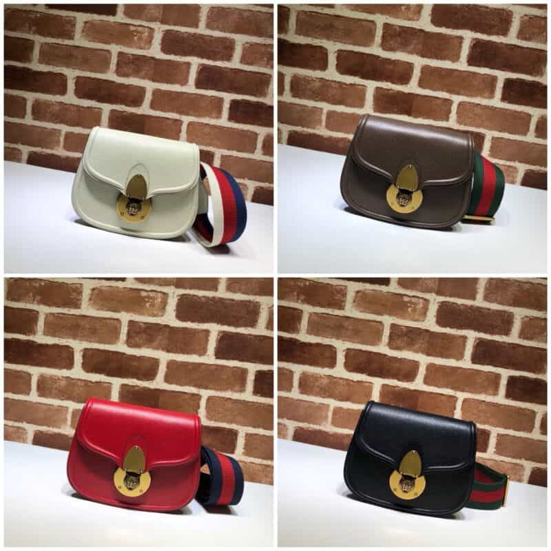 GUCCI古驰Lady Web虎头金属装饰翻盖马鞍包495663