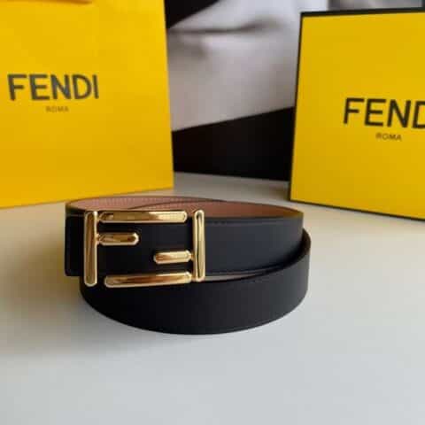 FENDI芬迪3.0厘米FF形状搭扣和饰钉开合双面皮带