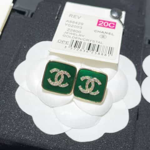 新款CHANEL香奈儿双c满钻耳钉耳环