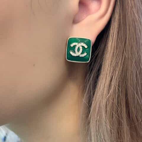 新款CHANEL香奈儿双c满钻耳钉耳环