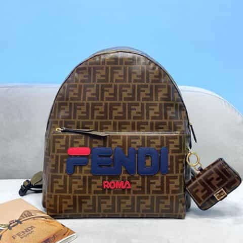 FENDI芬迪压印 FF 拼接字母防水料背包2362L