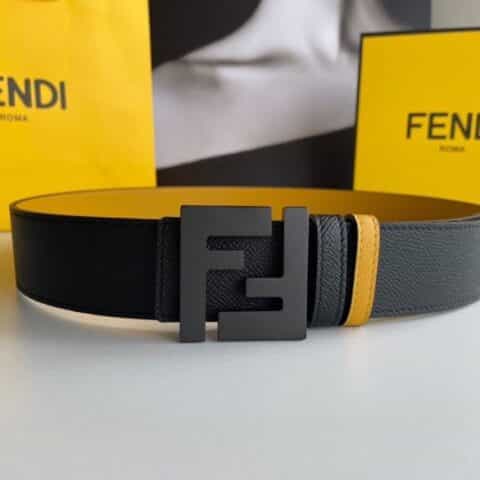 FENDI芬迪   FF徽标精湛工艺金属扣头层牛皮双面用腰带4.0cm