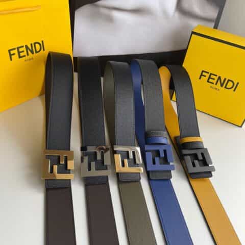 FENDI芬迪   FF徽标精湛工艺金属扣头层牛皮双面用腰带4.0cm