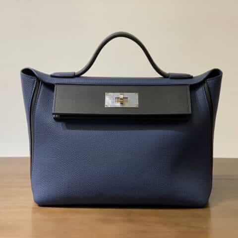 Hermès爱马仕 Kelly 2424 宝石蓝拼黑色 29CM