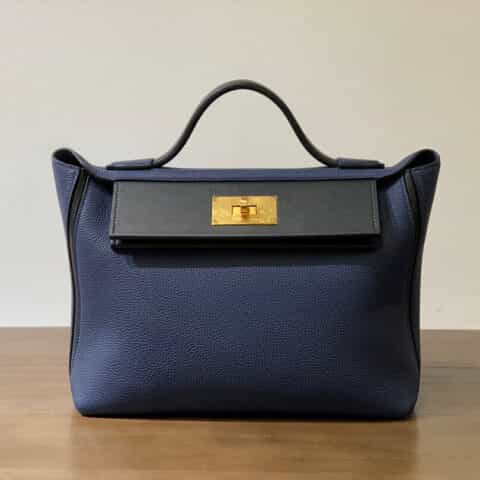 Hermès爱马仕 Kelly 2424 宝石蓝拼黑色 29CM