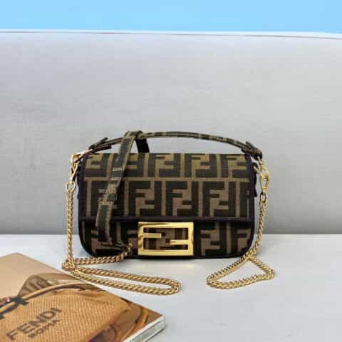 FENDI芬迪经典双F布料Baguette 法棍包772