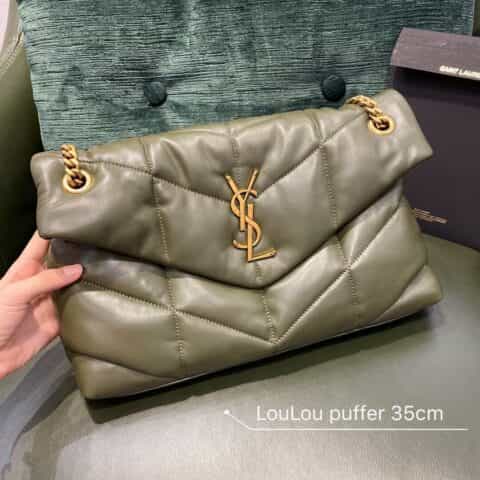 Saint laurent Ysl LouLou Puffer绗缝小羊皮包 577475橄榄绿大号