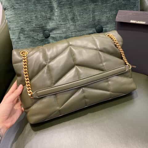 Saint laurent Ysl LouLou Puffer绗缝小羊皮包 577475橄榄绿大号