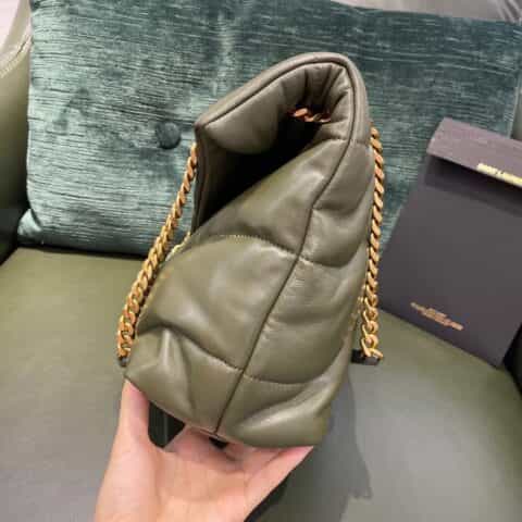 Saint laurent Ysl LouLou Puffer绗缝小羊皮包 577475橄榄绿大号