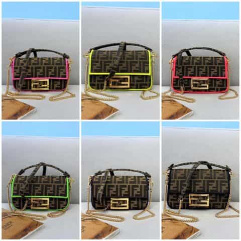 FENDI芬迪经典双F布料Baguette 法棍包772
