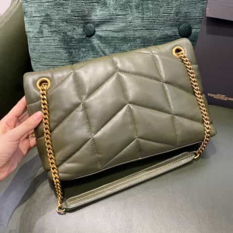 Saint laurent Ysl LouLou Puffer绗缝小羊皮包 577476橄榄绿小号