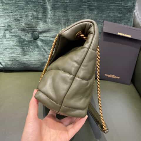 Saint laurent Ysl LouLou Puffer绗缝小羊皮包 577476橄榄绿小号