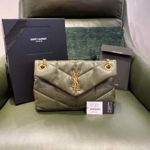 Saint laurent Ysl LouLou Puffer绗缝小羊皮包 577476橄榄绿小号
