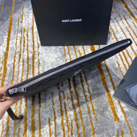 Saint laurent Ysl Monogram大号手拿包 379039黑色银扣