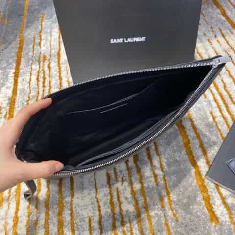Saint laurent Ysl Monogram大号手拿包 379039黑色银扣