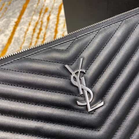Saint laurent Ysl Monogram大号手拿包 379039黑色银扣