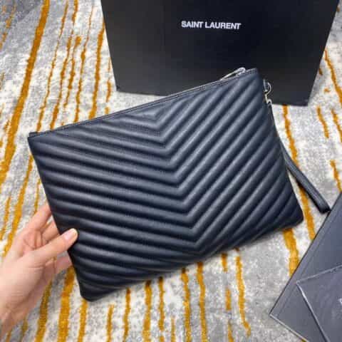 Saint laurent Ysl Monogram中号手拿包 559193黑色银扣