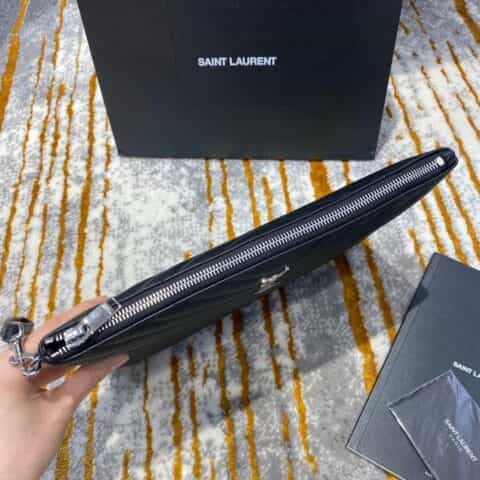 Saint laurent Ysl Monogram中号手拿包 559193黑色银扣