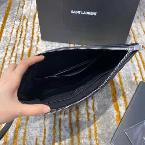 Saint laurent Ysl Monogram中号手拿包 559193黑色银扣